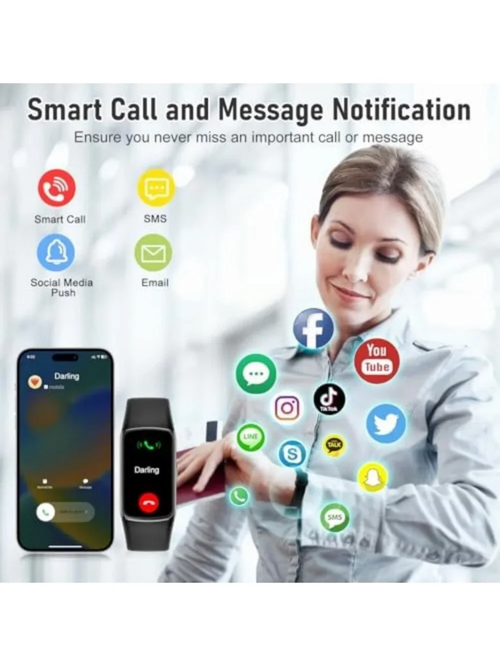 24/7 Heart Rate Monitor Smart Watch - IP68 Waterproof Fitness Tracker, 123